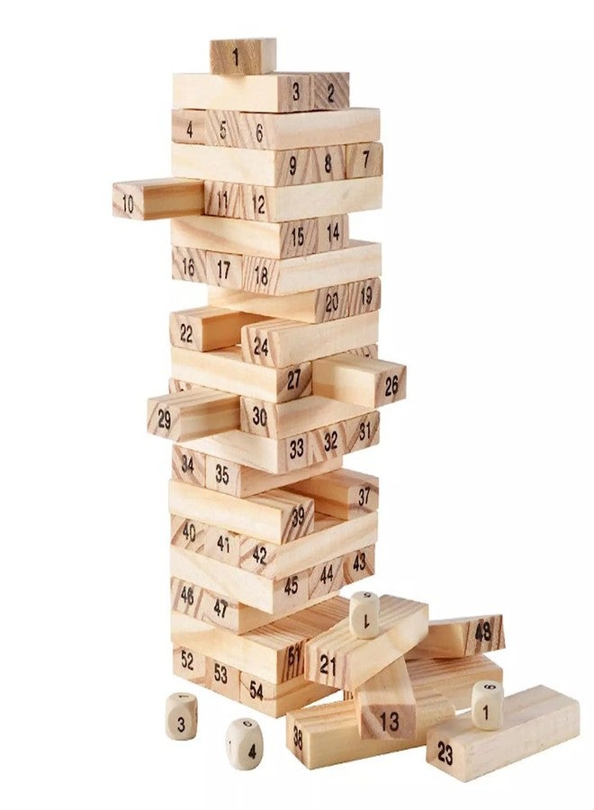 CAPSEA 54 Pcs Wooden Tumbling Tower Game - Indoor Stacking Puzzle Blocks for Kids, Adults & Families - Fun Balancing Toy for Boys & Girls of All Ages - Party Game & Brain Teaser - Image 2